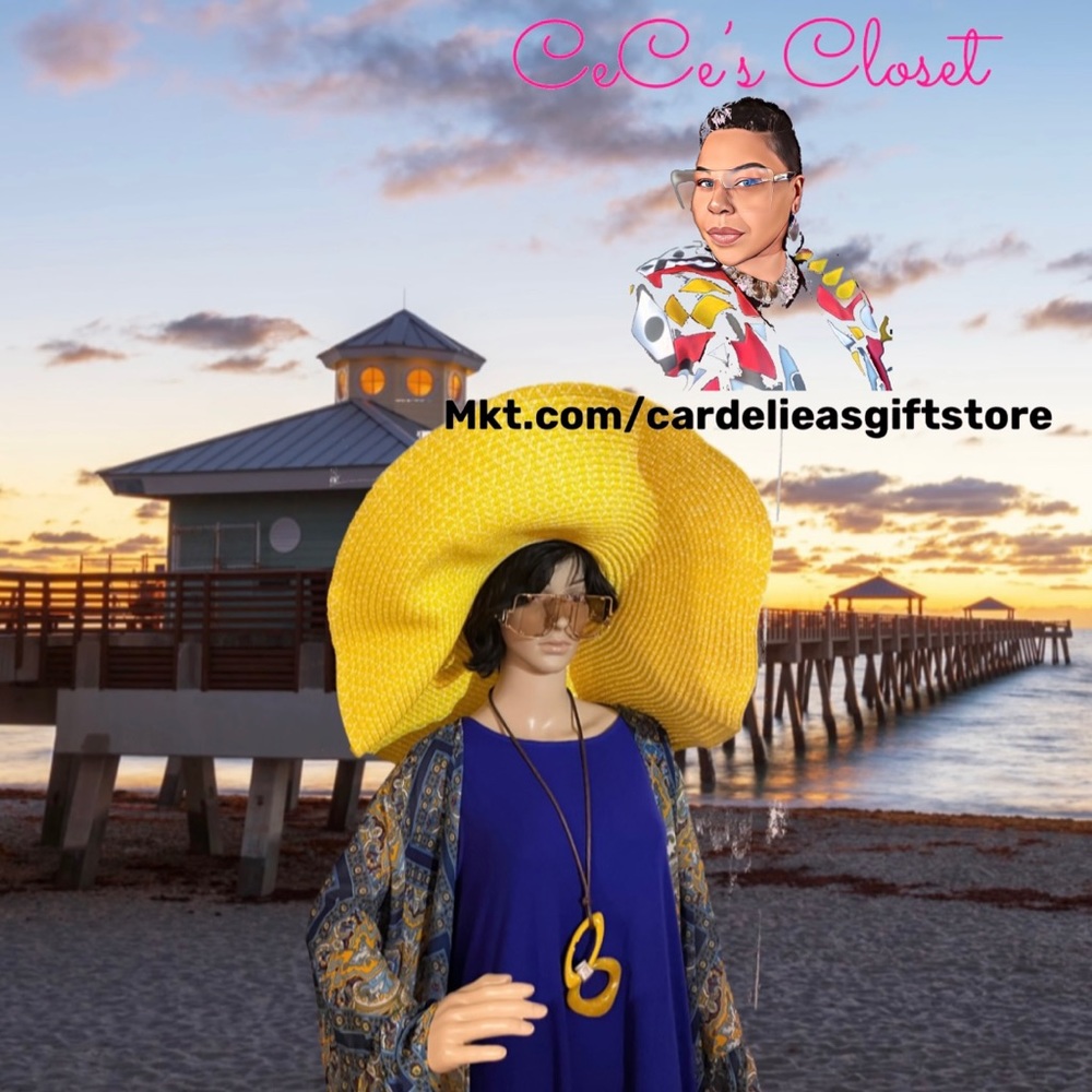 Jumbo Oversized Big
Floppy Beach/ Sun Hat
Yellow & White
$50